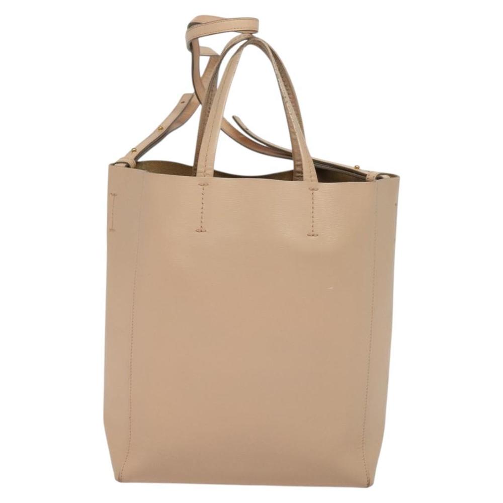 CELINE Vertical Cavas Hand Bag Leather 2way Pink Gold Auth sw418 - Picture 2 of 16